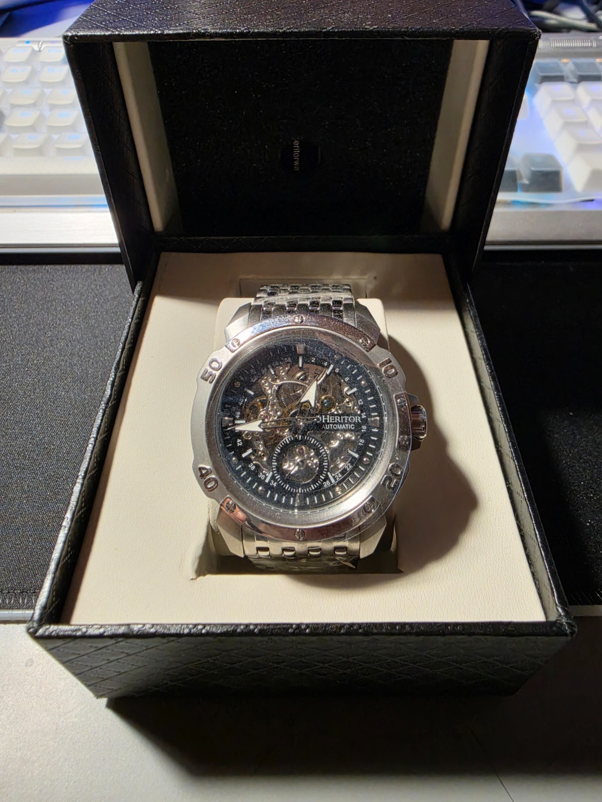 Heritor Automatic Conrad/Carter Black Skeleton Dial Stainless Steel Men’s Watch