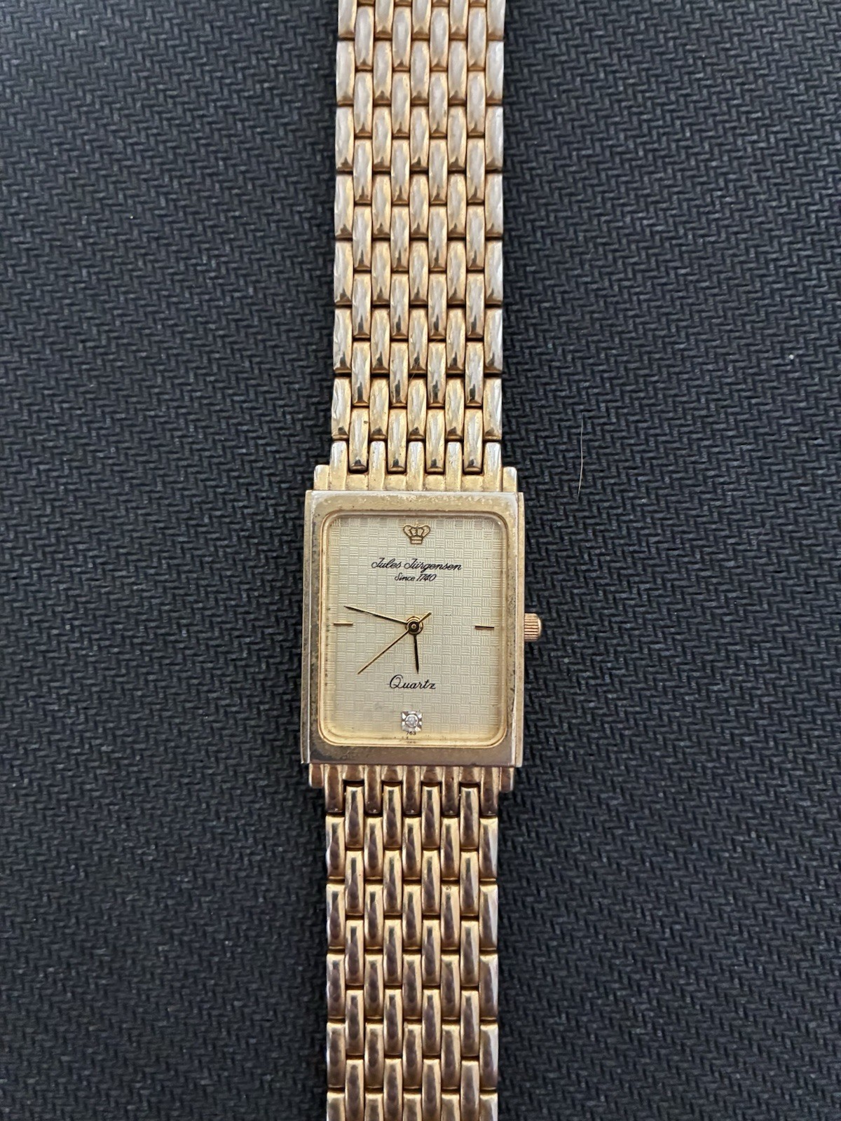 Jules Jurgensen Quartz Rectangular Gold-Tone Watch Champagne Dial – 364 7126