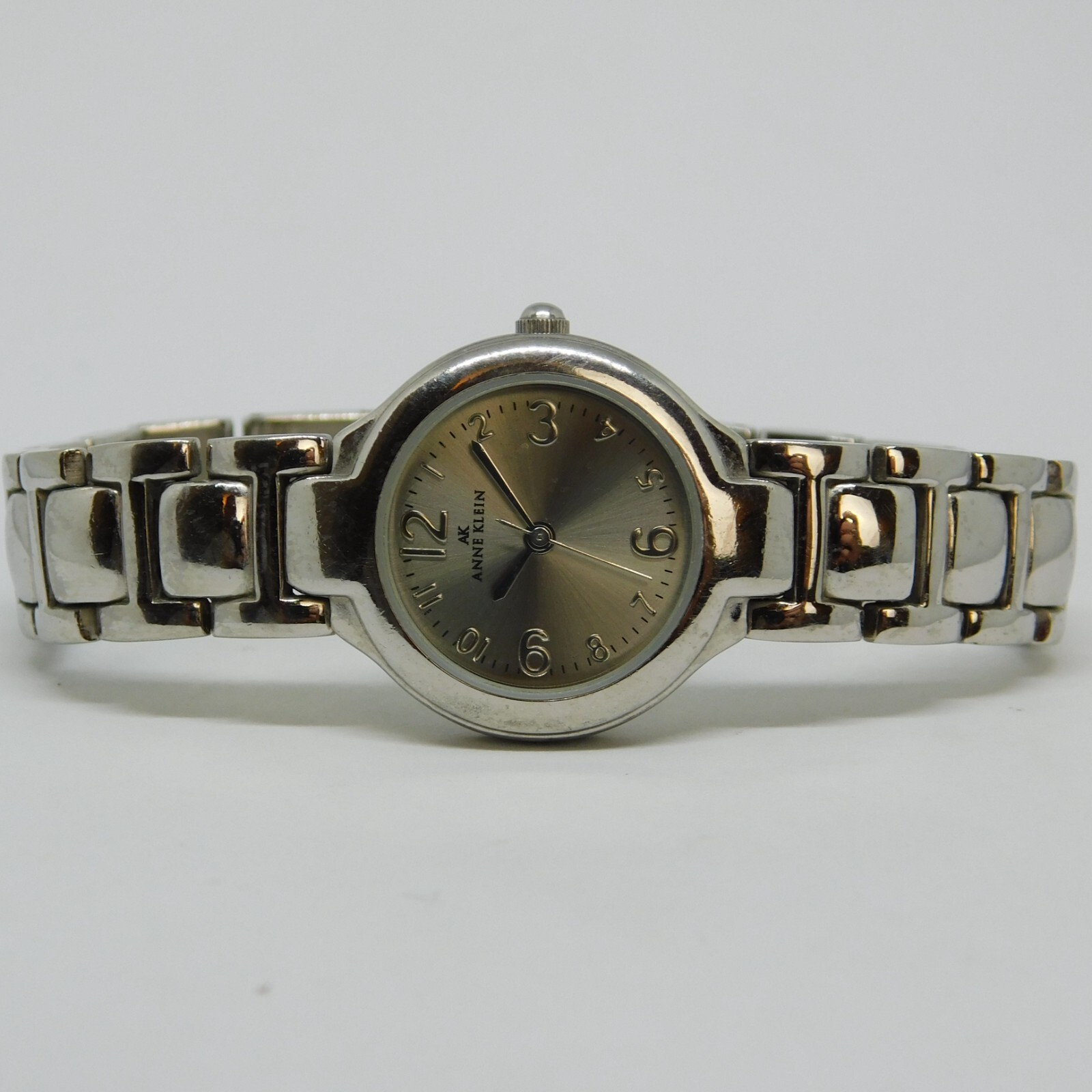 ANNE KLEIN 10/3795 Silver Tone Quartz Analog Women’s Watch Sz.6 3/4″ New Battery
