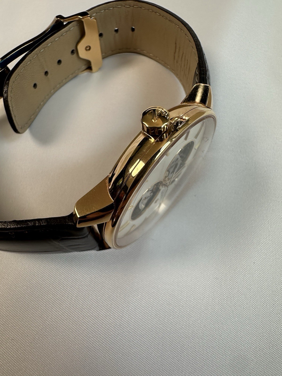 Rado Coupole Skeleton Dial Automatic Gold Tone Case Black Leather 41mm Box