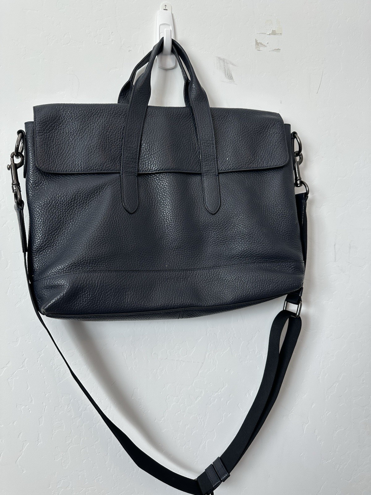 Coach Hamilton Pebbled Leather Business Bag F75757 Condition Navy Blue