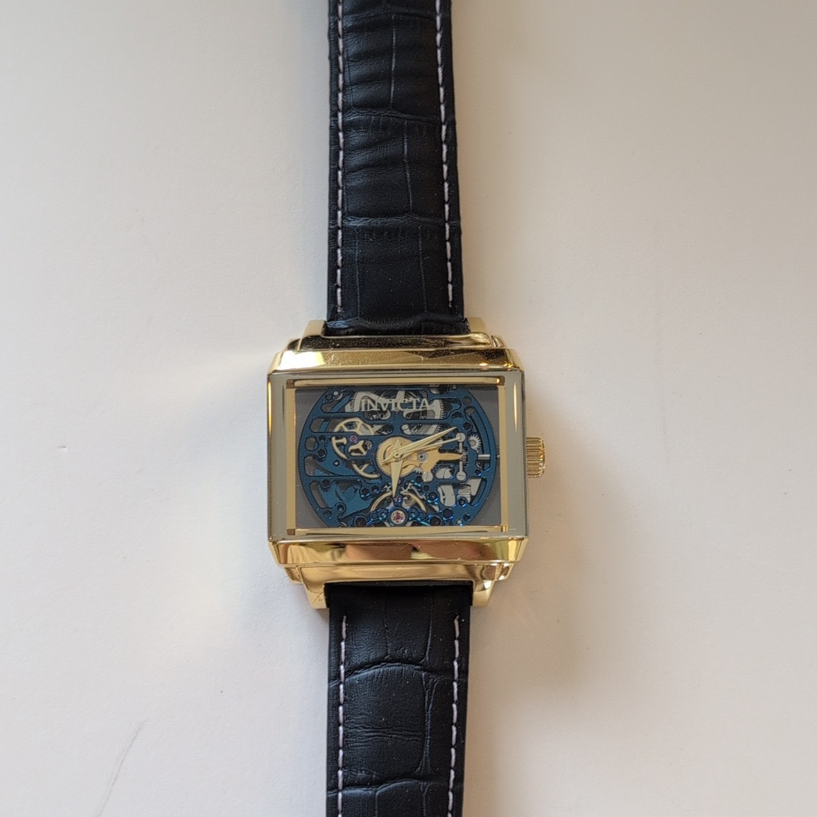 Invicta Objet D Art Automatic Gold Tone Case Leather WR 20m