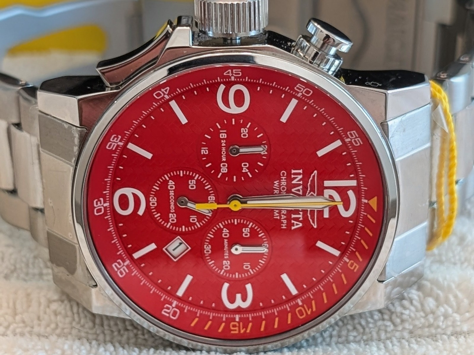 Invicta I-Force (Lefty) Chronograph Red Dial Men’s Watch 20133 SS Bracelet Rare!