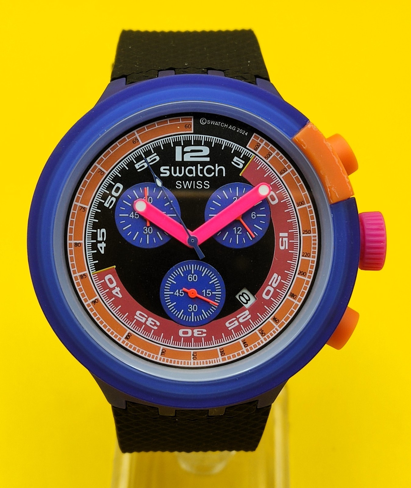 #Refurbished Swatch Swiss Chronograph Black Dial Analog Men’s Wrist Watch