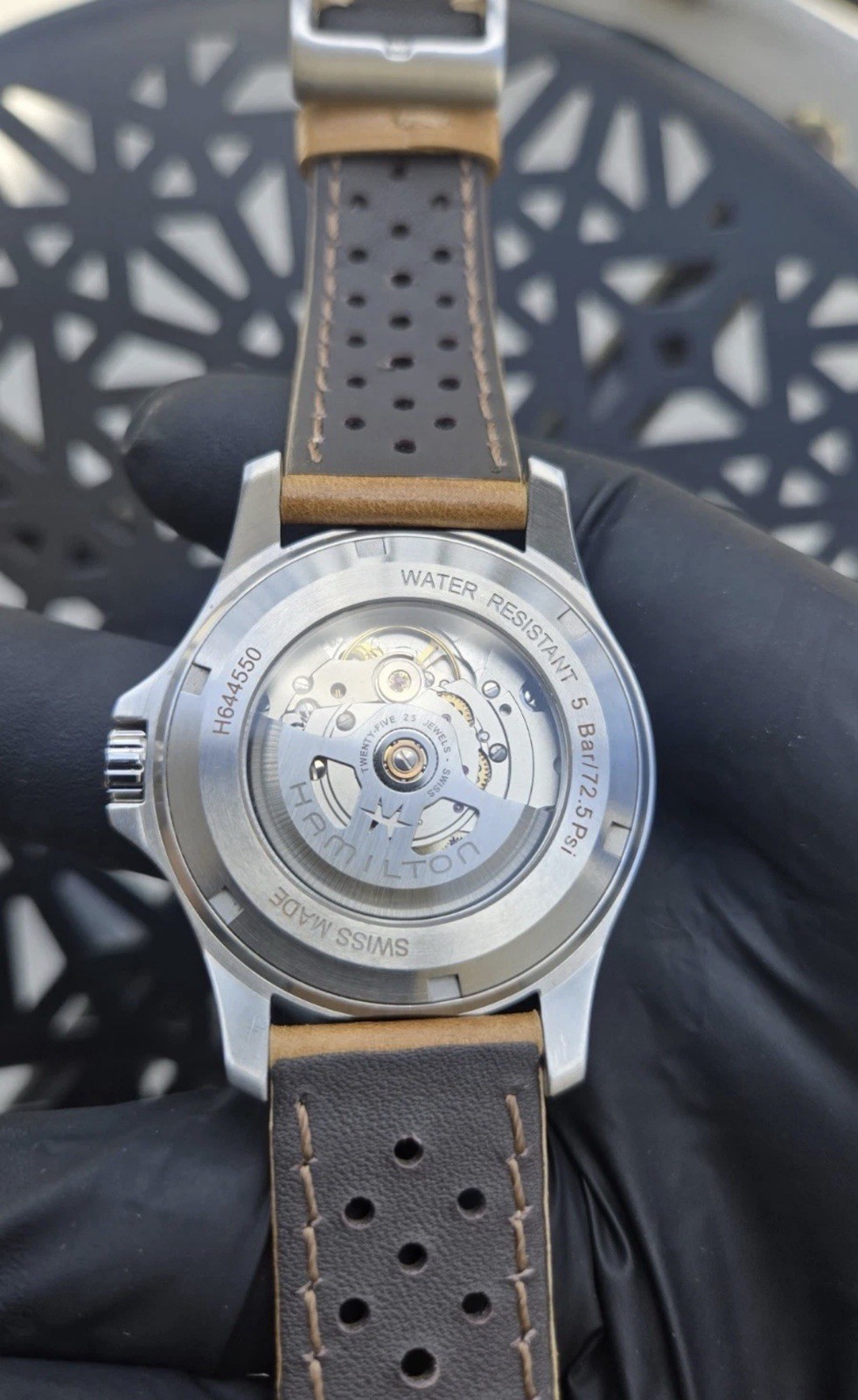 Hamilton Khaki King Automatic Silver Dial Day Date Steel Case Brown Leather
