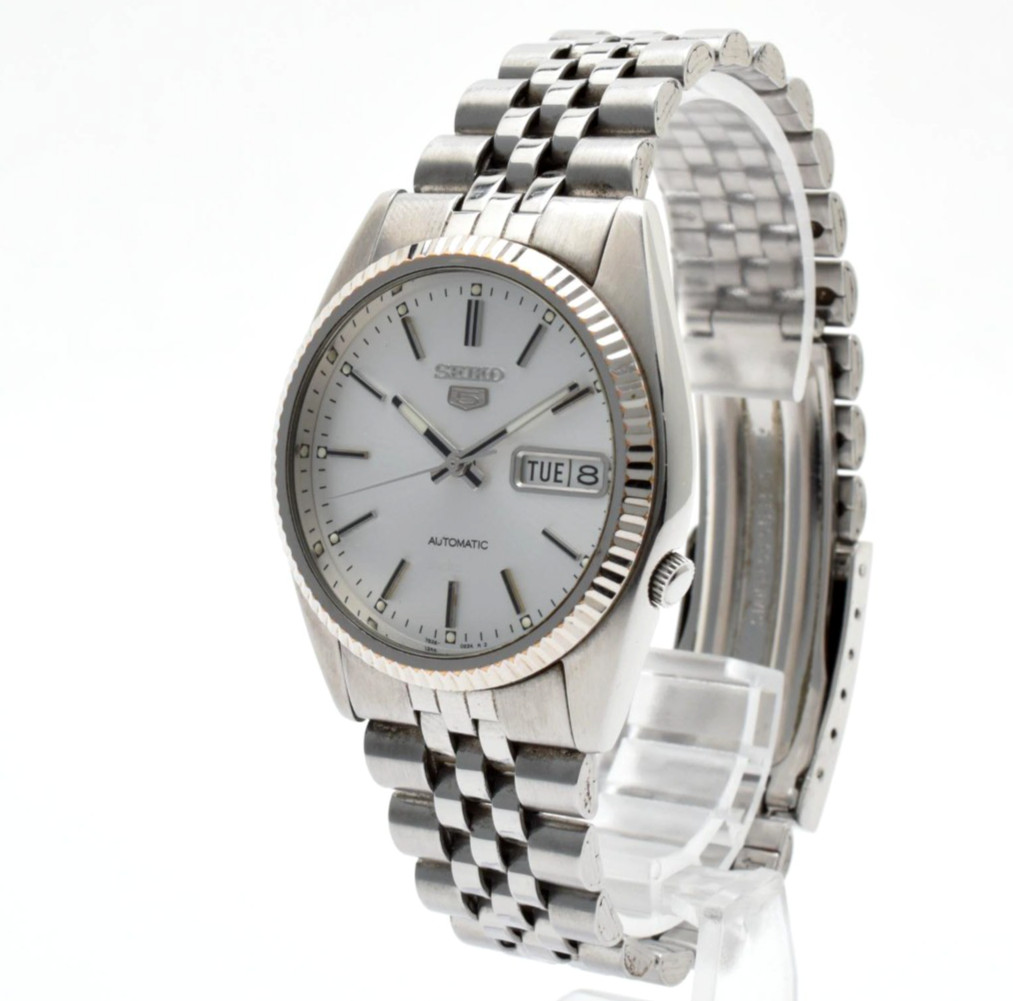 Vintage [EXC+5] Seiko 5 7S26-3110 Silver Day/Date 36mm AT Men’s Watch JAPAN