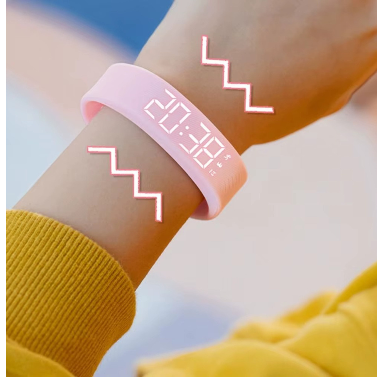 Vibrating Alarm Watch LED Digital Pedometer Waterproof Silicone Wristband Smart