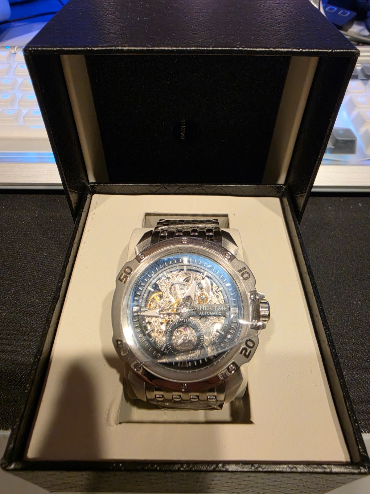 Heritor Automatic Conrad/Carter Black Skeleton Dial Stainless Steel Men’s Watch