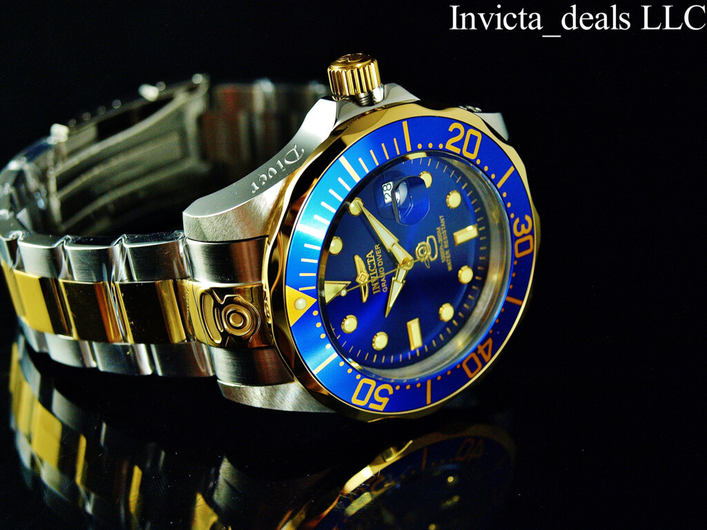 Invicta Men’s 47mm GRAND DIVER Automatic Blue Dial Gold Plated Two Tone SS Watch