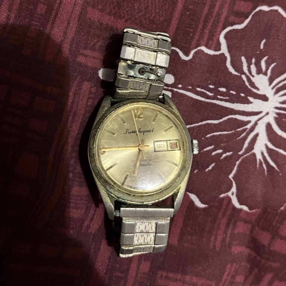 Pierre Jacquard 17J Automatic Day-Date 35mm Gold Dial/Case Silver Expansion