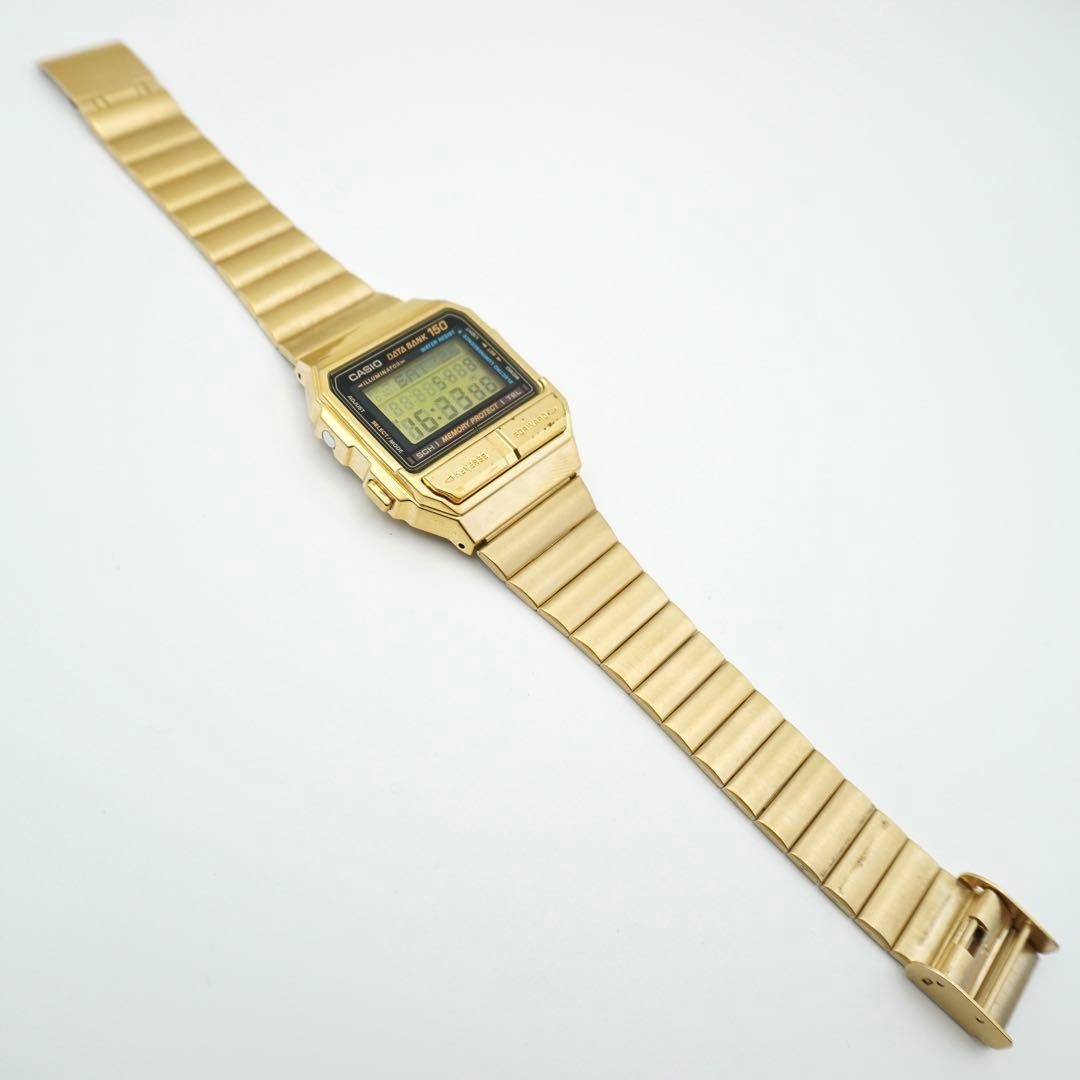 Casio DataBank DB-1500 Digital Watch Vintage Gold 8cm Case Mens Quartz