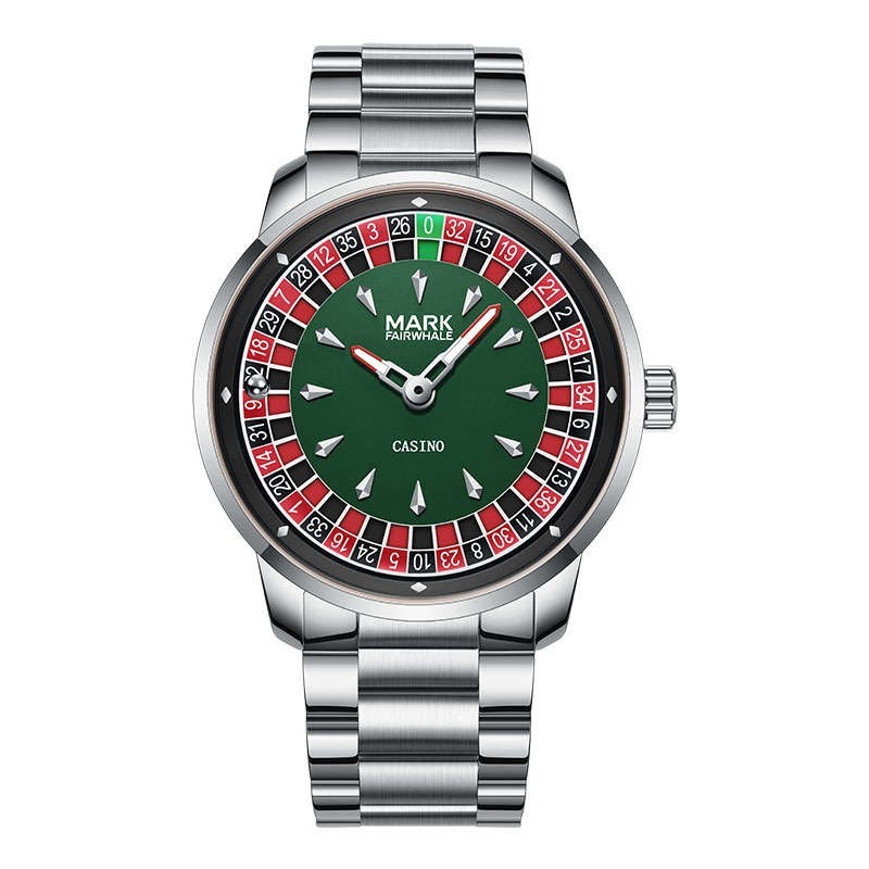 Casino Roulette Watch. With Roulette Wheel That Spins. Stainless Steel.