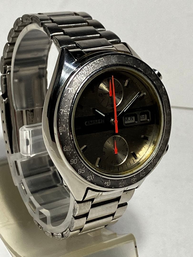CITIZEN Challenge Timer 8110 Bullhead Extremely Horizontal Bar Model Watch Rare