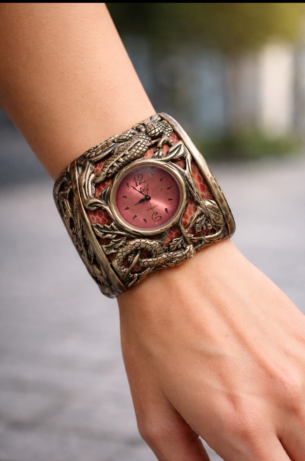 7” REPTILE CUFF WATCH . Chi By Falchi “ Garden Of Eden”