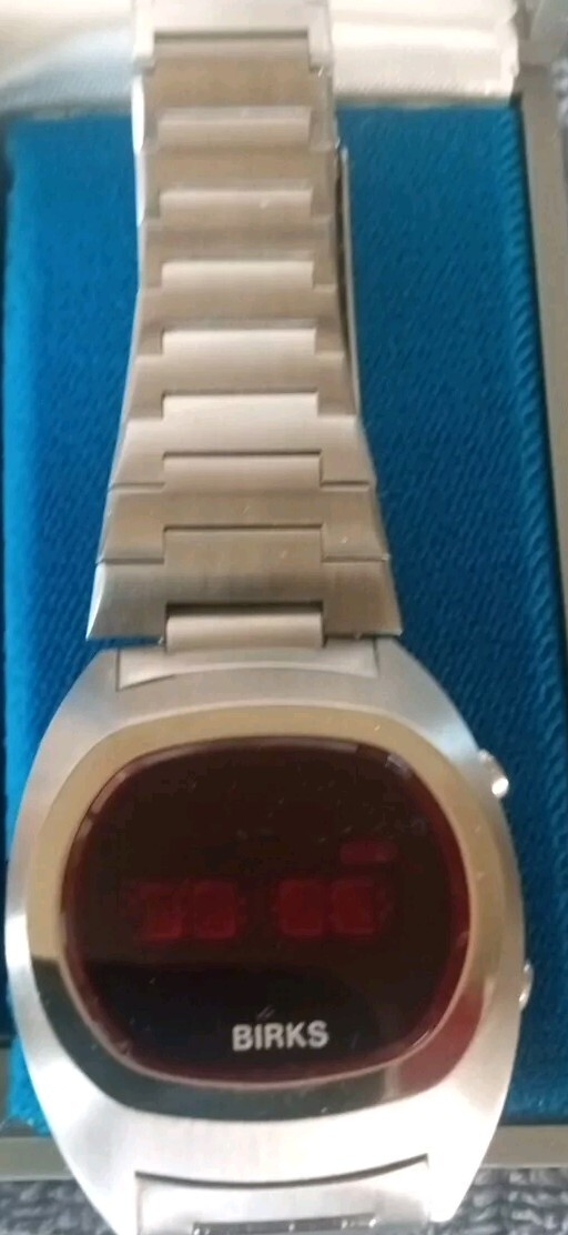 BIRKS SOLID STATE QUARTZ PUSH-BUTTON LED COMPUTER WATCH RARE BOX MANUAL