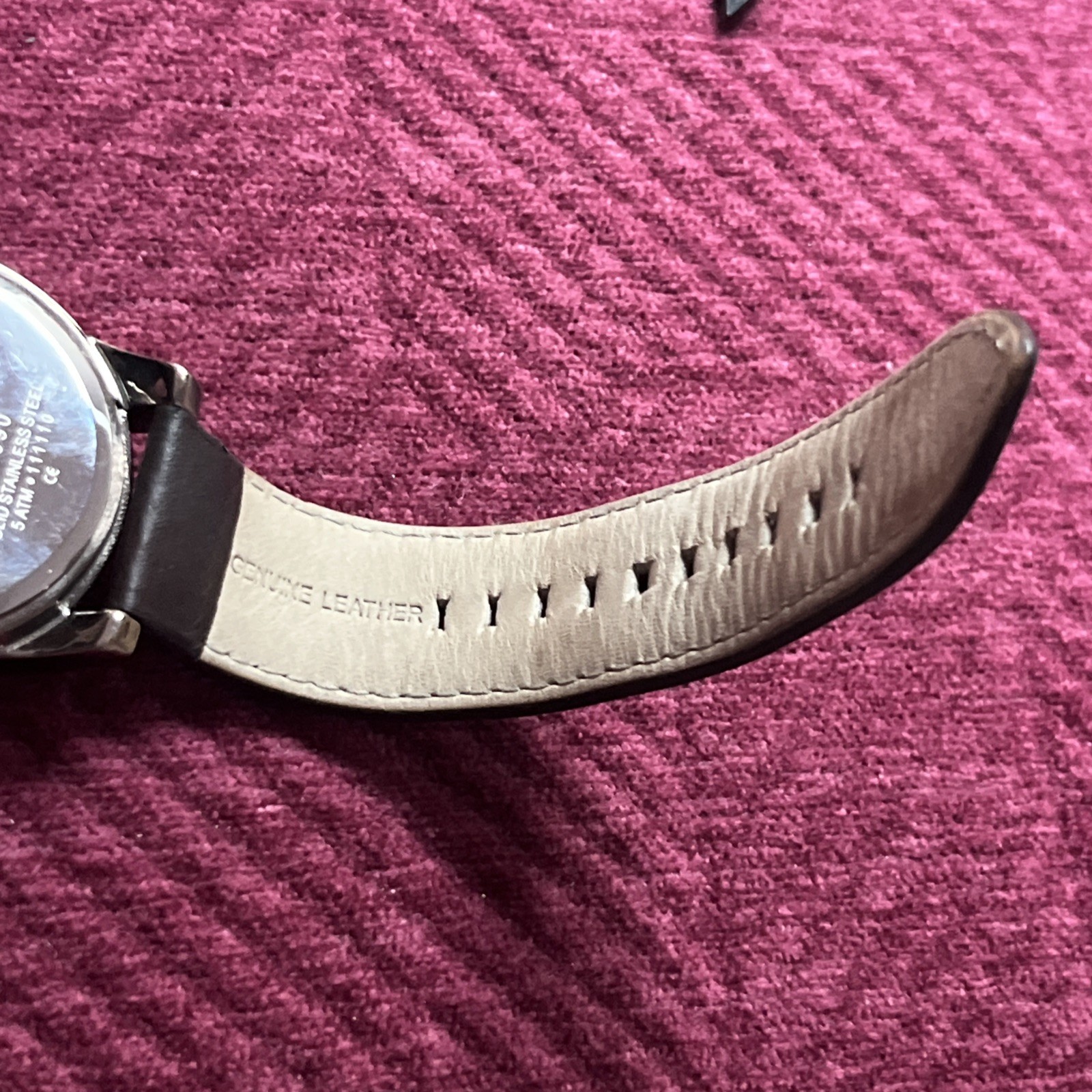 Watch Chronograph Dark Brown Leather Strap 45mm Ax2090