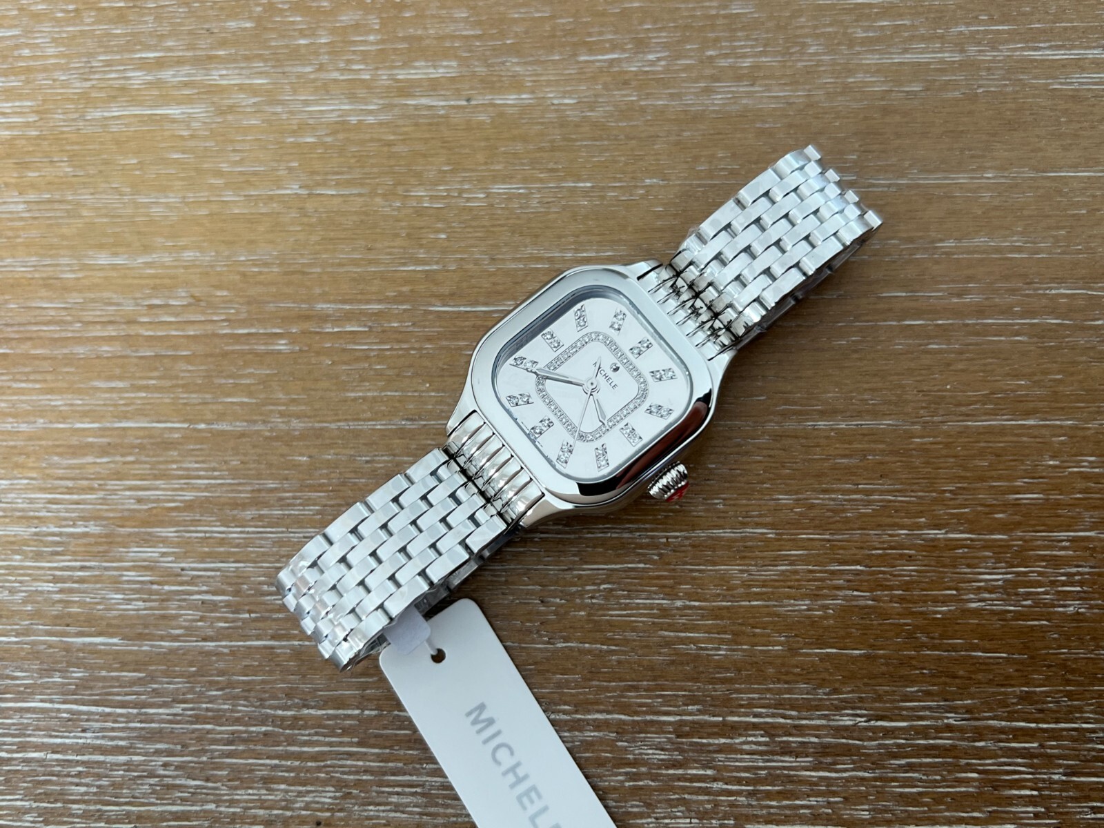 Michele Meggie High Shine Mirror Diamond Dial Stainless Steel Watch MWW33B000012