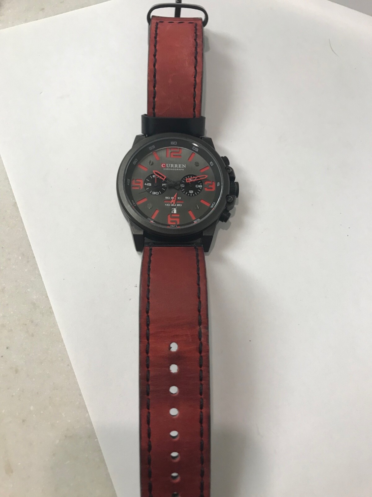 Curren Casual Sport Watch Men Luxury Stainless Steel Burgundy Band