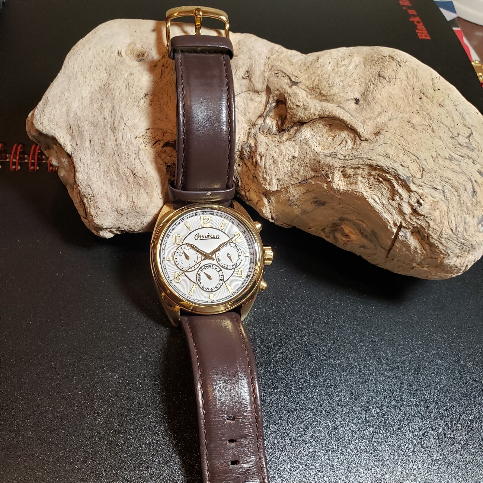 OMIKRON Striker Swiss Multi Function Gold Tone Men’s Luxury Dress Watch