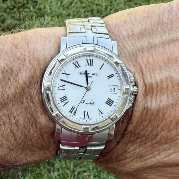 Raymond Weil Parsifal Mens Swiss Quartz Bracelet White Roman ,date. New battery
