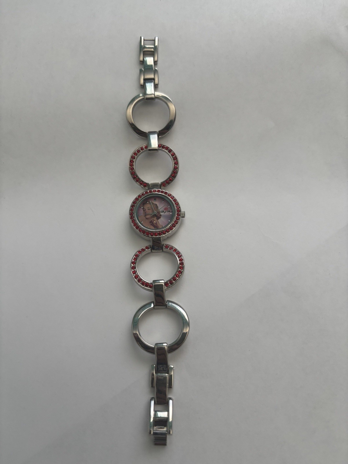 Marilyn Monroe Silver And Red Rhinestone Watch