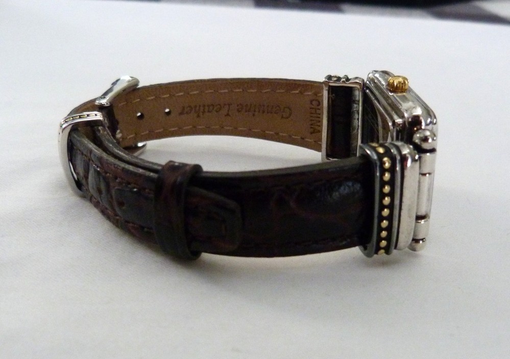 ECCLISSI SOLID STERLING SILVER TURQUOISE DIAL LEATHER BAND #22490 SR626SW WATCH