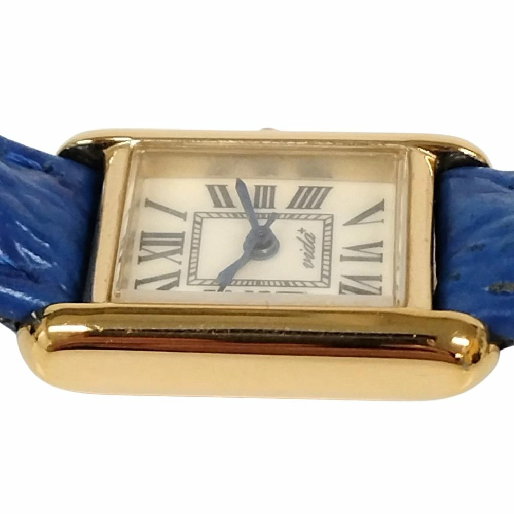 Vida Plus Rectangular Quartz Watch Blue Gold 51418 Used