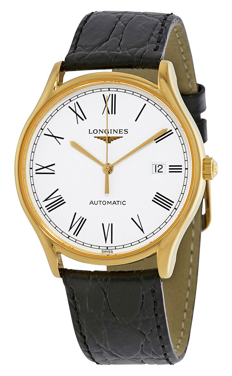 Longines Lyre Automatic Yellow Gold PVD Black Leather Mens Watch L4.960.2.11.2