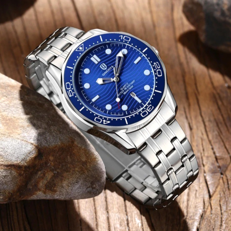 44MM QINGXIYA Diver Quartz Watch Men’s Stainless Steel Waterproof Luminous NEW