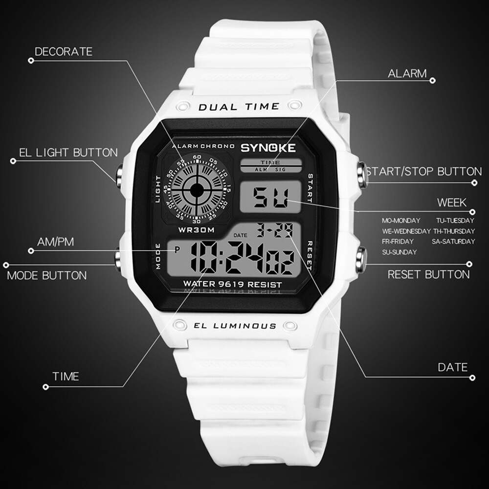 Army Green Mens Digital Watch Multifunction Waterproof Casual Wristwatch Sports