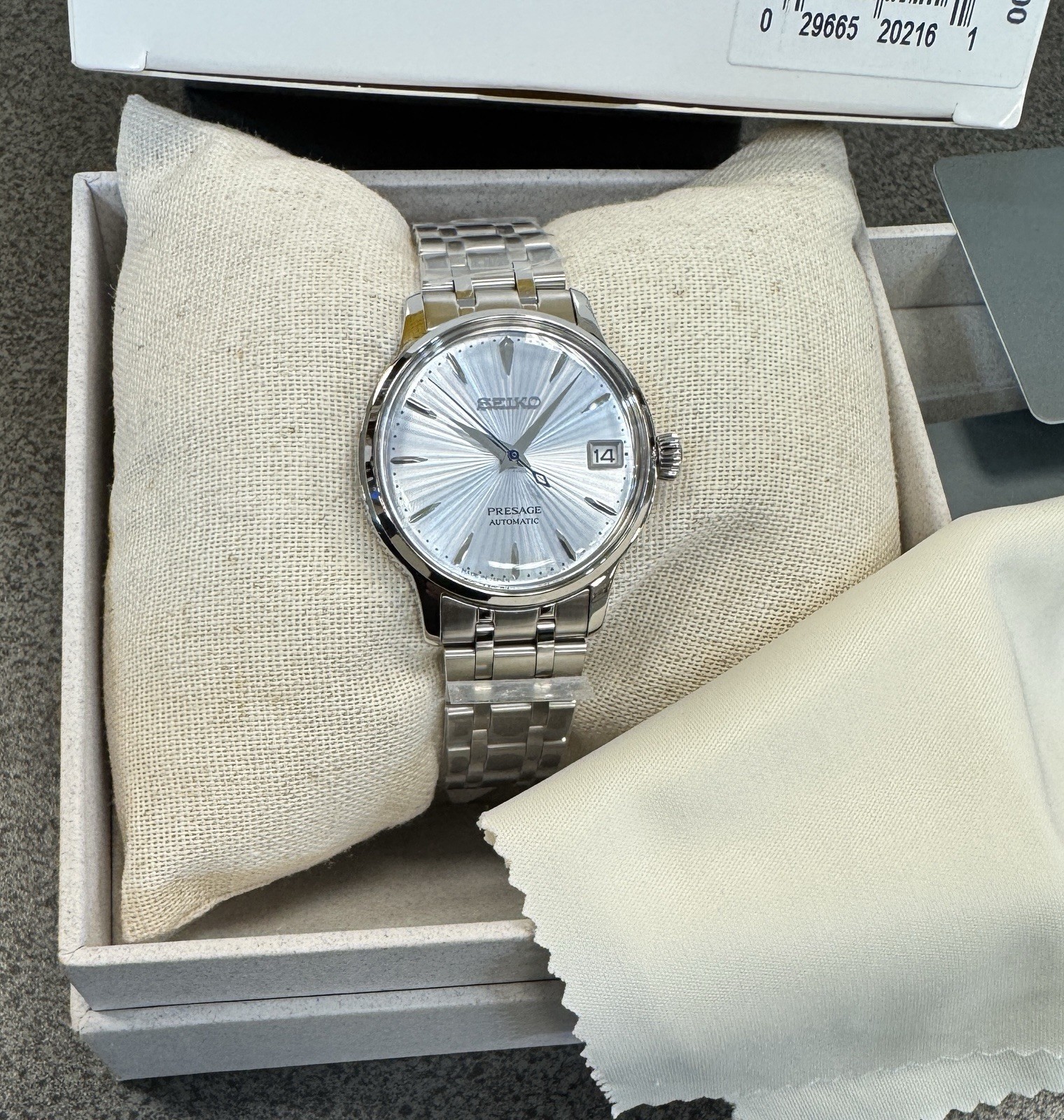 Seiko Presage Cocktail Time Automatic Blue Dial Steel Women’s Watch SRP841 34mm