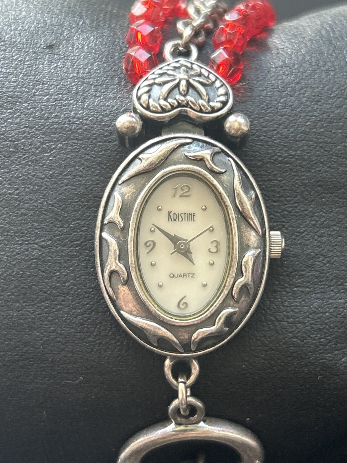 Kristine Silver Tone Red Get Band Women’s Quartz Watch