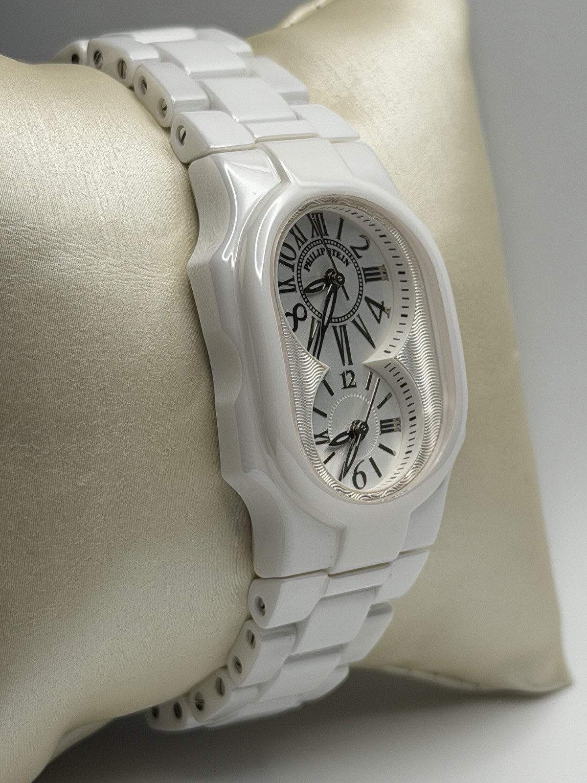 Philip Stein White Ceramic Dual Time Women’s Watch New Batteries