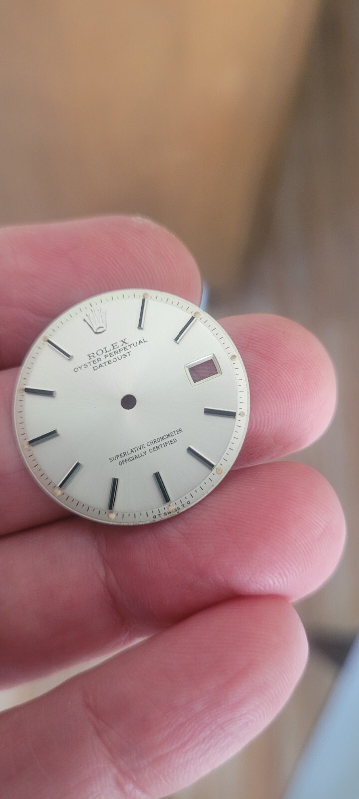 Rolex Silver Sigma datejust black inlay markers 1601 piepan dial for St. Steel