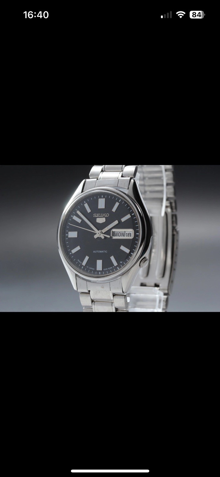 Vintage 1984 Seiko 5 6309-8230 Black Dial 17 Jewels Automatic Watch From JAPAN