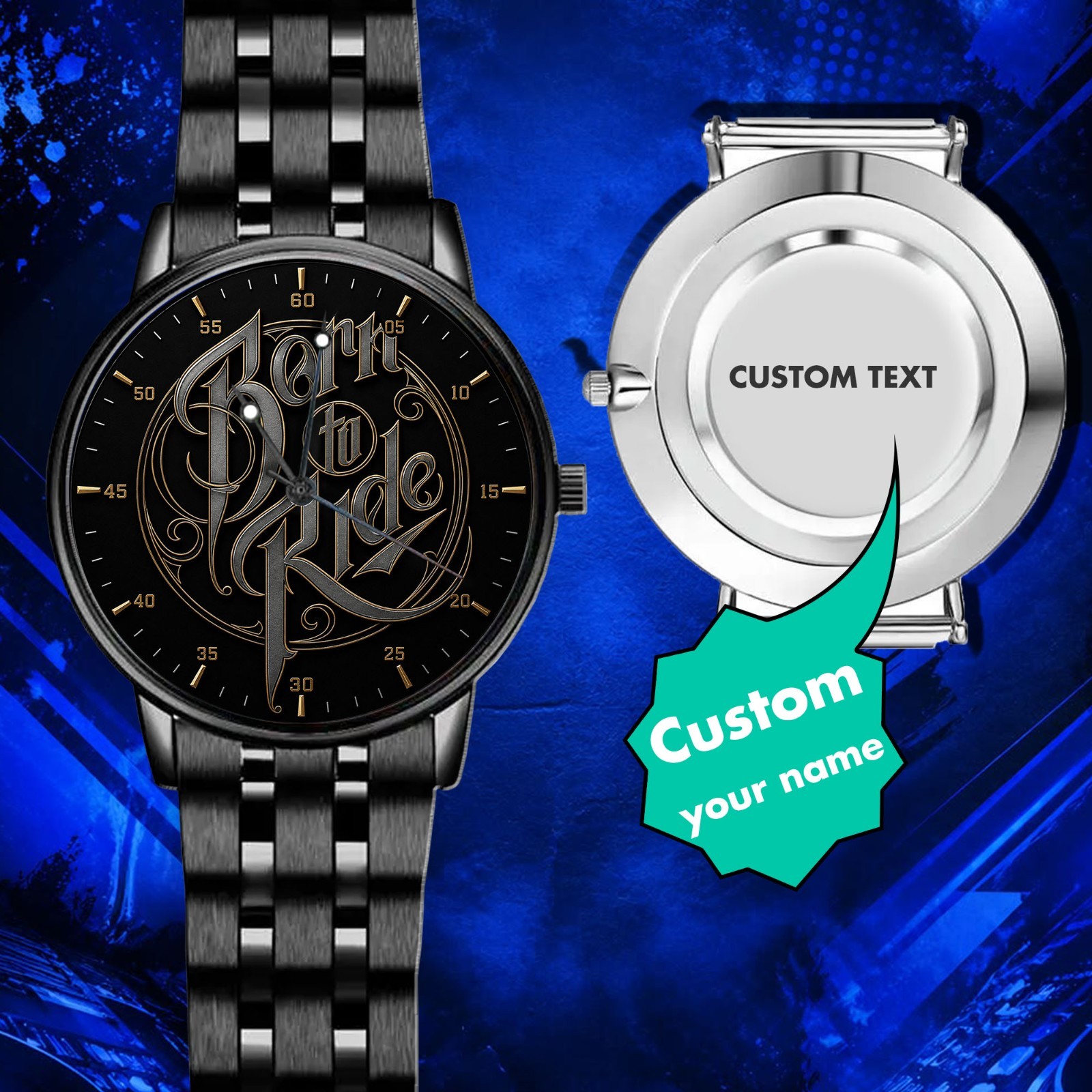 Wristwatch Personalized Born To Ride Engraved Motorcycle Watch Custom Name