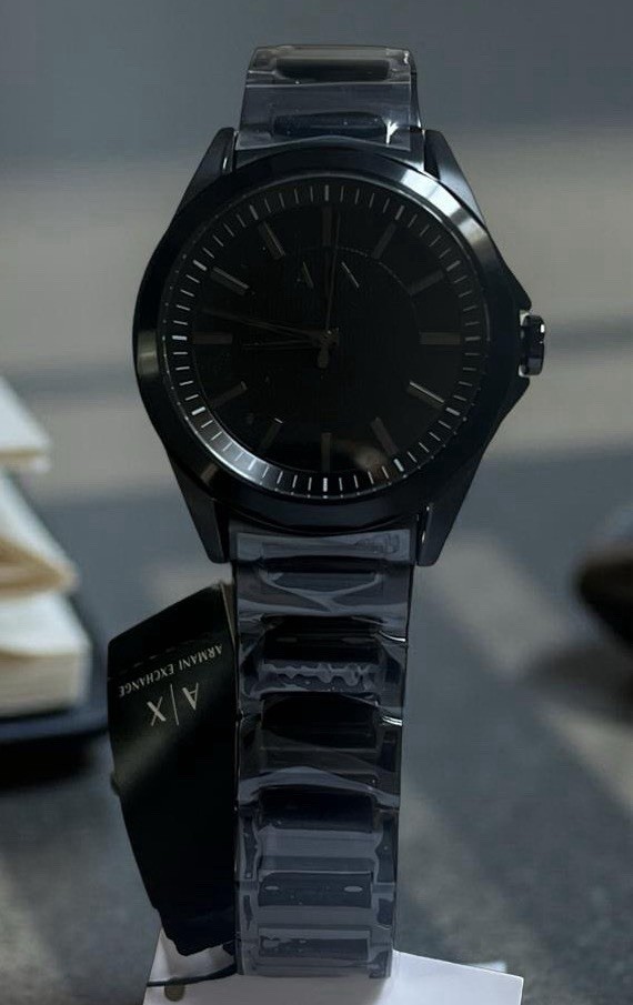 Armani Exchange A|X Men’s Three-Hand Black Stainless Steel Watch (Model: AX2620)