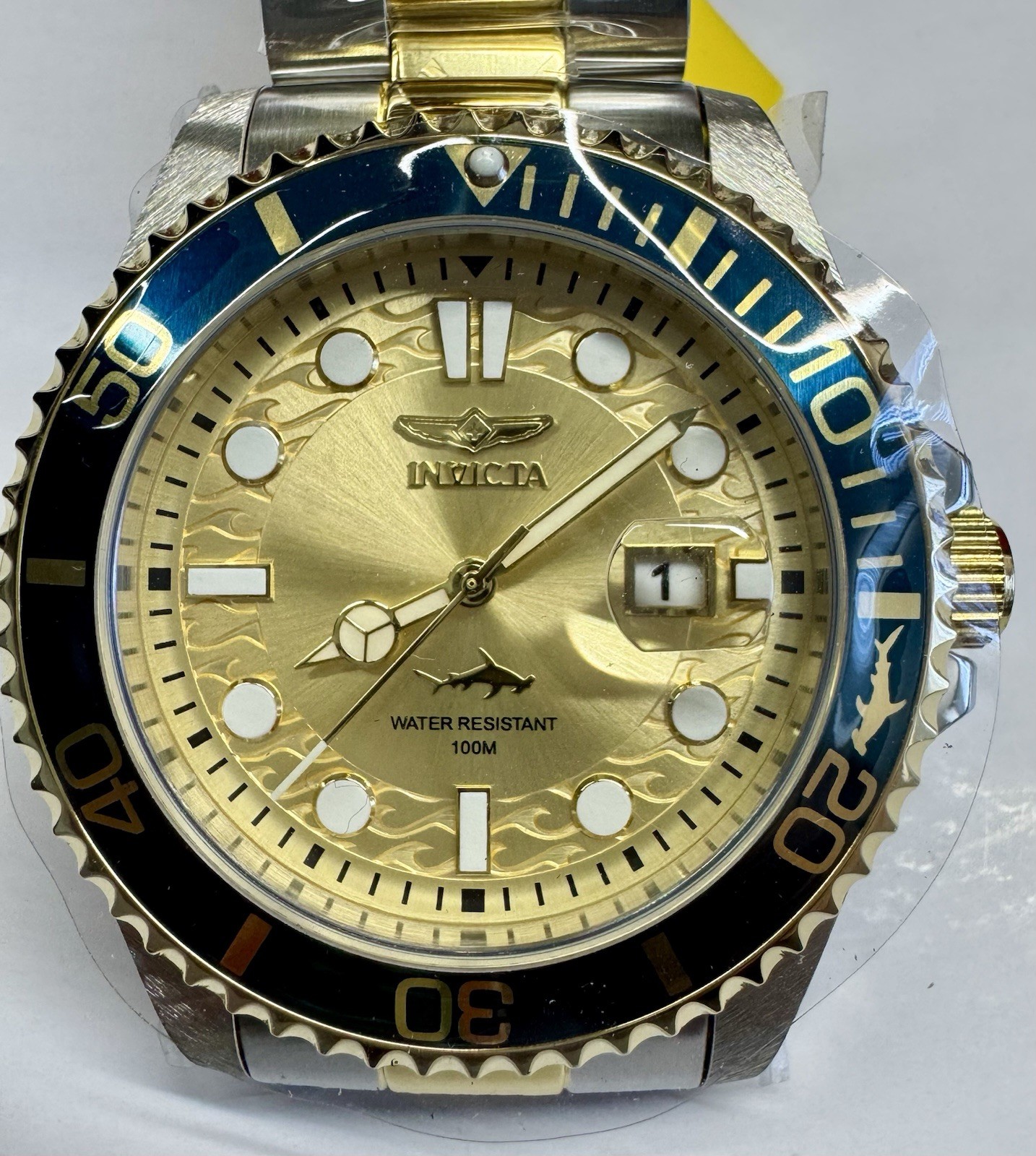Invicta Pro Diver Men’s Watch 30022 Gold Face New With Box and Tag w/Protec Film