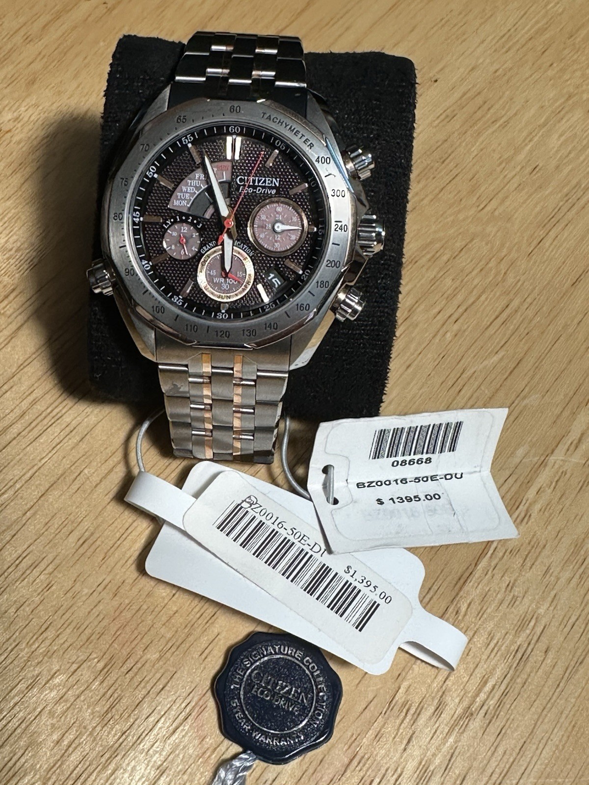 Citizen Eco-Drive Chronograph Men’s Titanium Bracelet Black Dial Tachymeter 100m