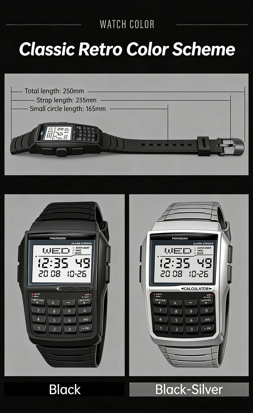 Computer Style Men’s Top Luxury Digital Sports Watch Multifunction Calculator