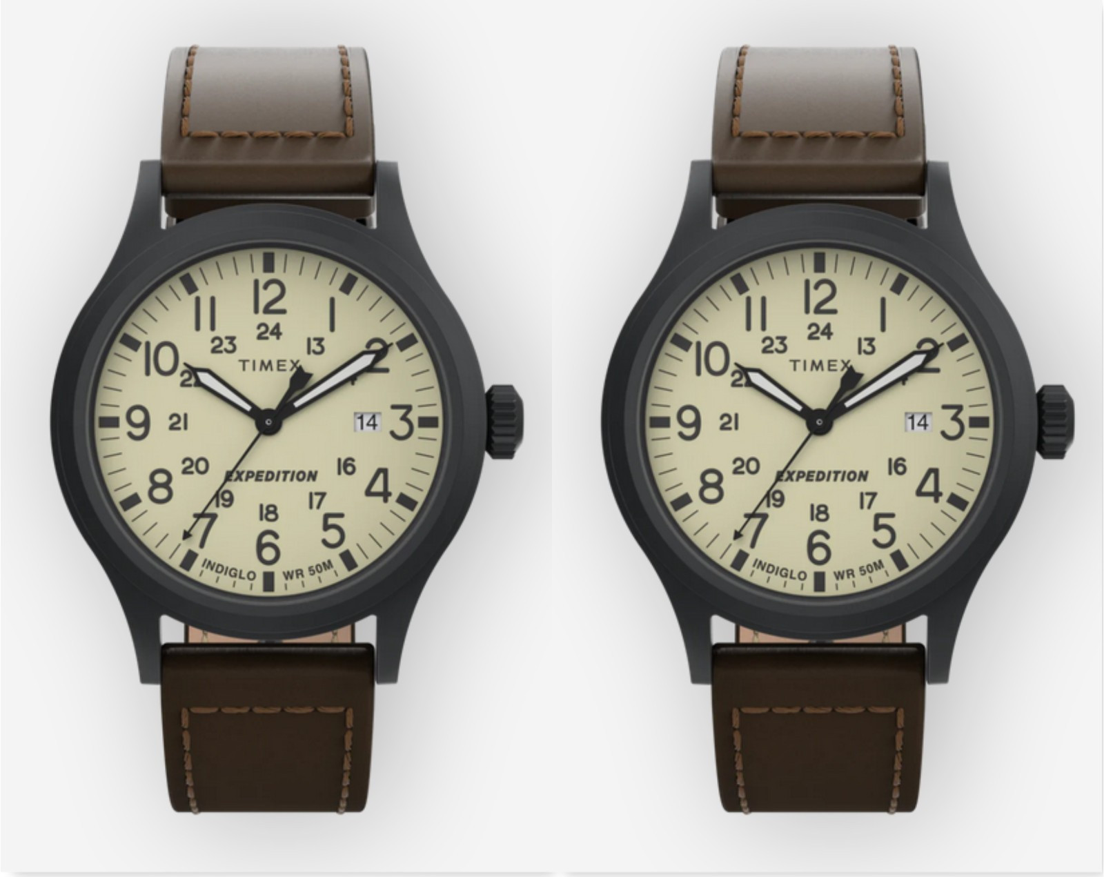 Lot of 2 Timex Men’s T49963 Expedition Scout 40mm Leather Strap Watch