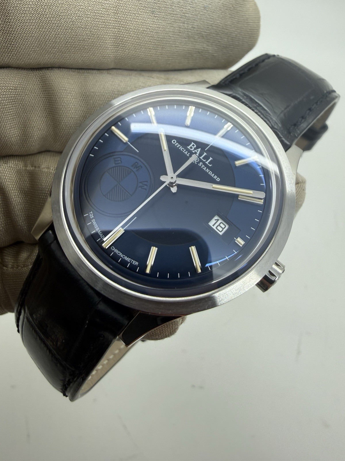 Ball BMW Edition Blue Dial Automatic Steel 40mm Leather Strap Watch NM3010D