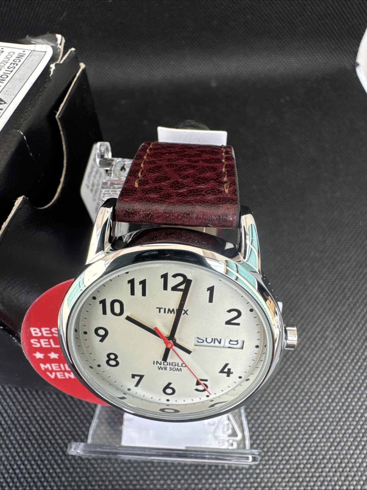 New Timex Men’s T20041 Easy Reader 35mm Brown Leather Strap Watch