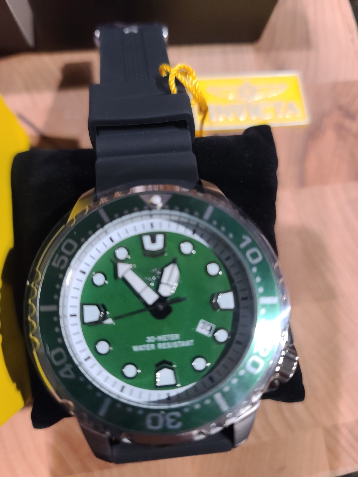 Invicta Pro Diver – Green Bezel/Face – Black Silicone Bracelet – (Green Turtle)