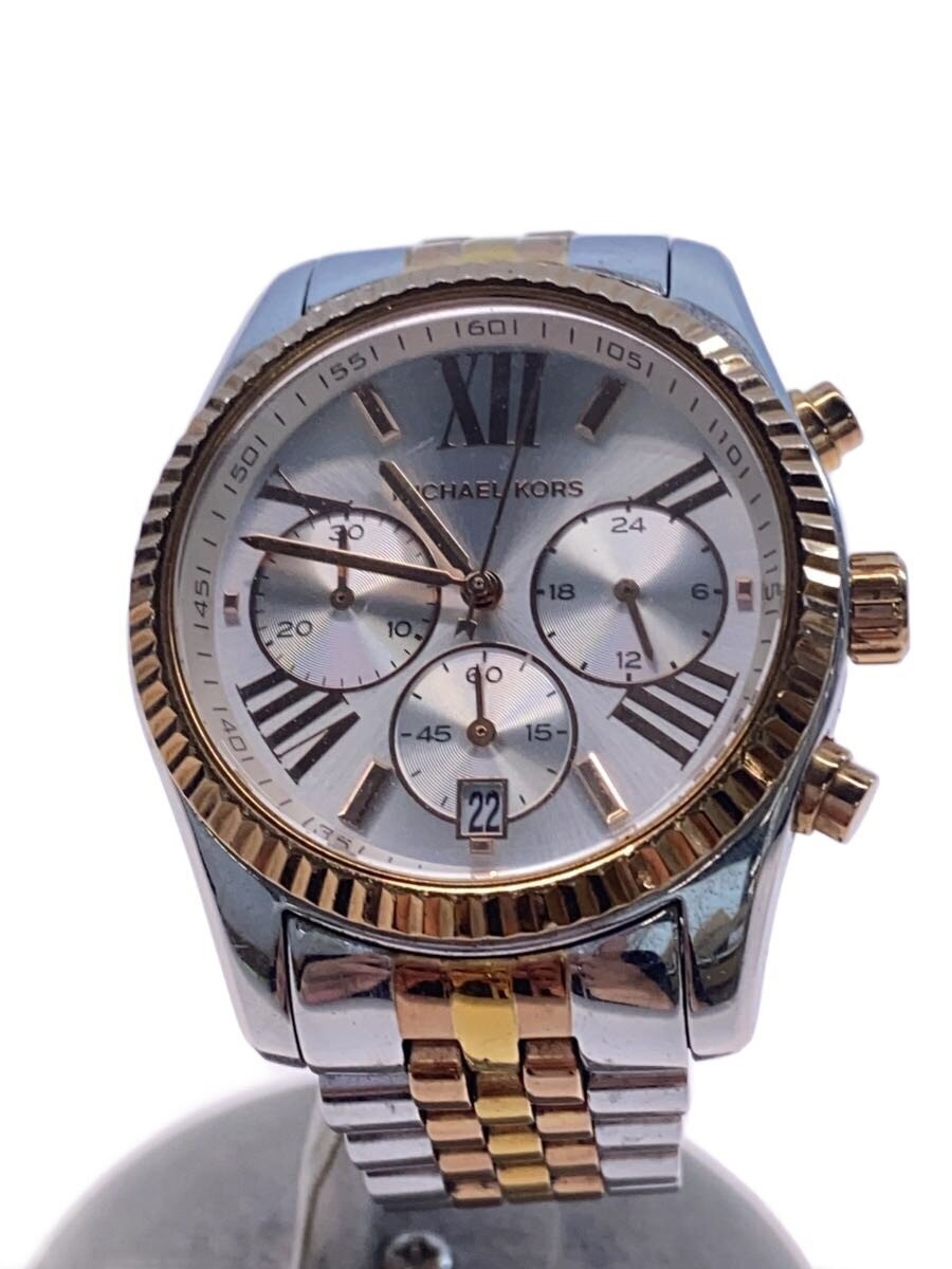 MICHAEL KORS MK-5735 Quartz Analog SS Silver Mens Watch Excellent JAPAN