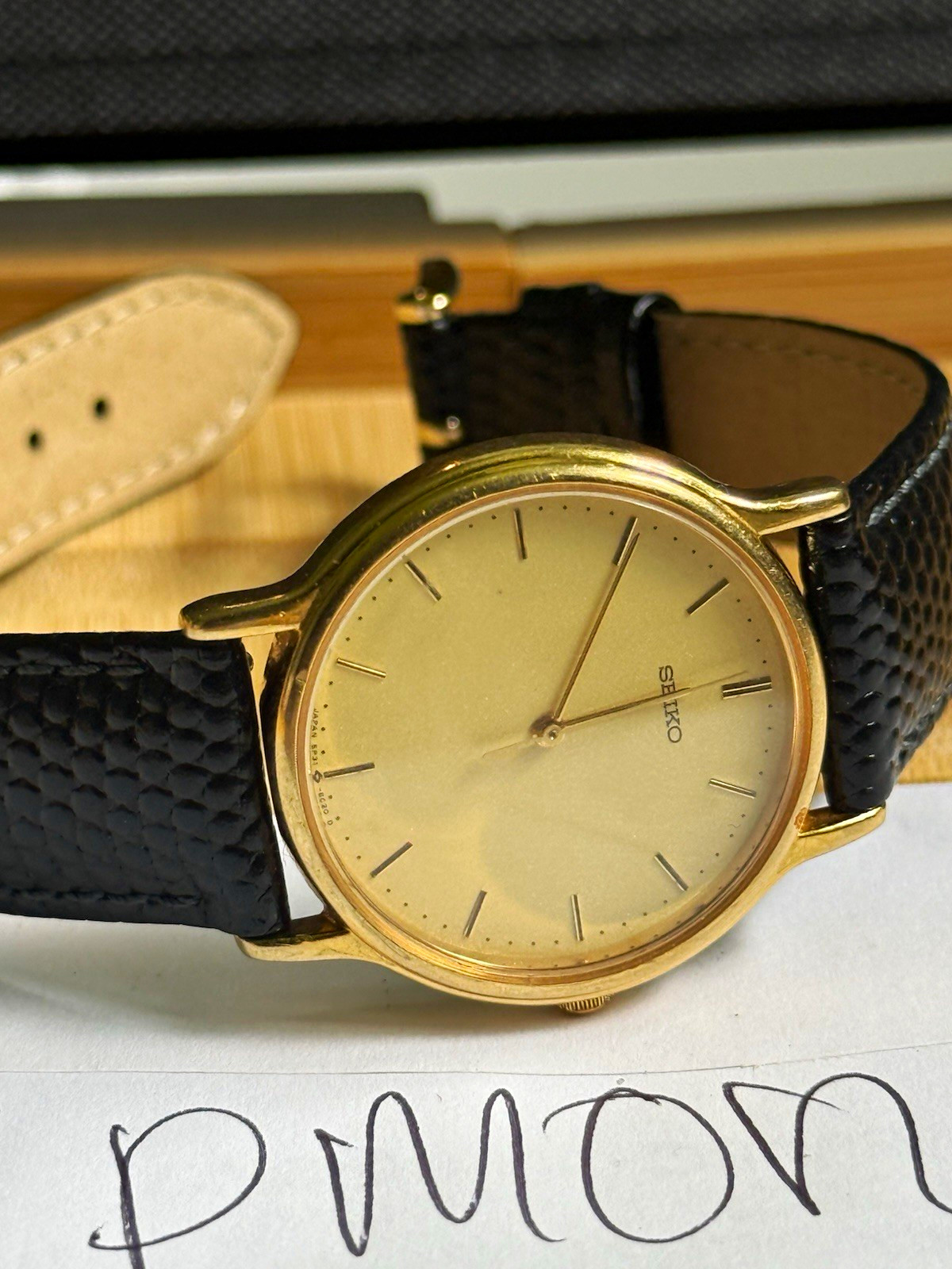 Seiko Quartz Dress Watch Gold Tone Dial/Case – WATCH HEAD ONLY- 33mm 1980s