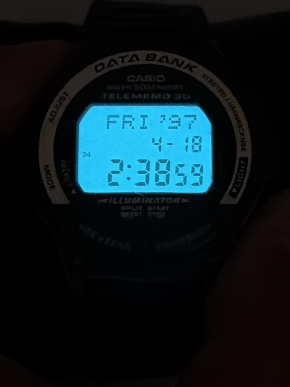 Casio Data Bank Telememo 30 Watch Men 1600 DB-34H 43mm Black Digital