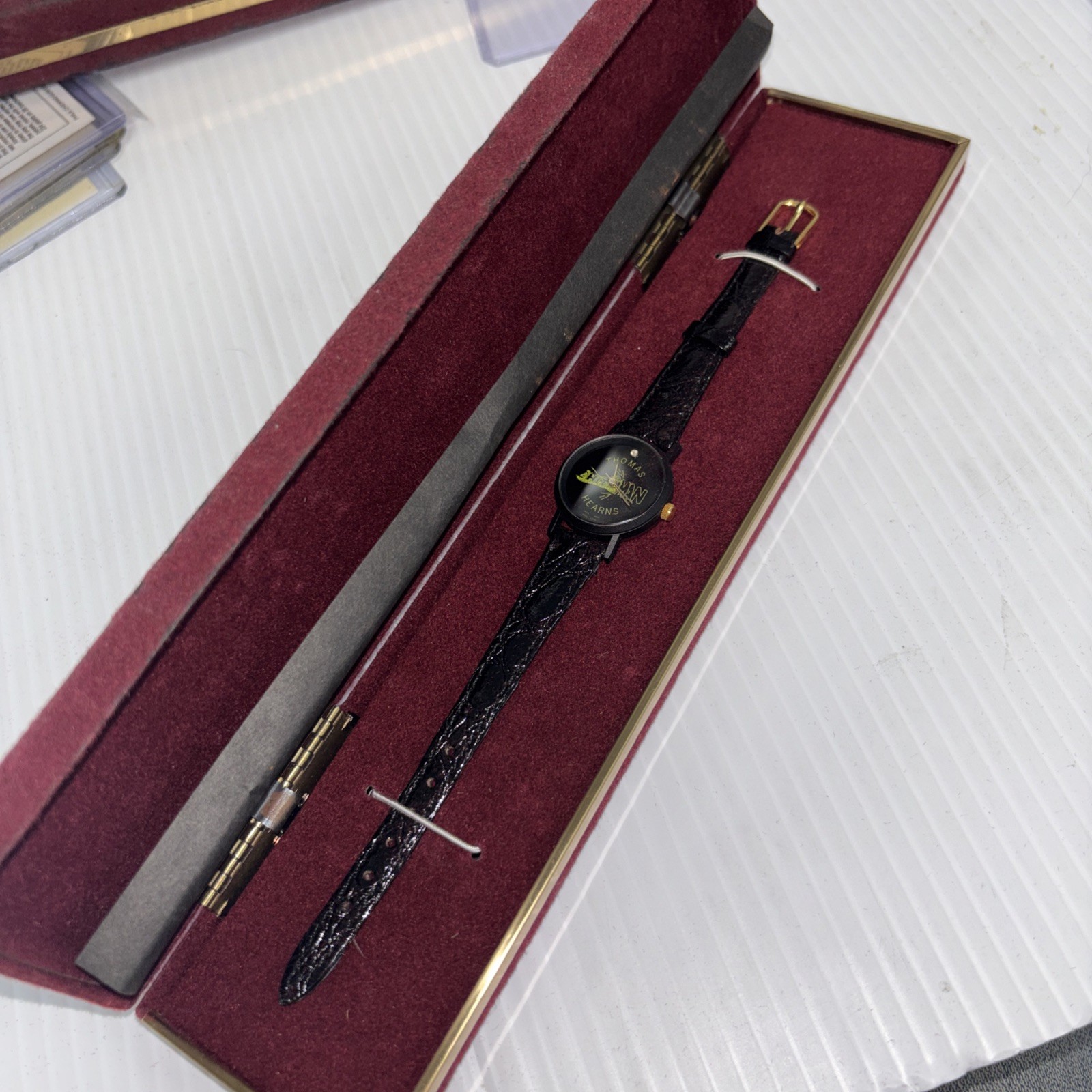 Rare Vintage Thomas Hitman Hearns Leather Banded Quart Ladys Watch Original Case
