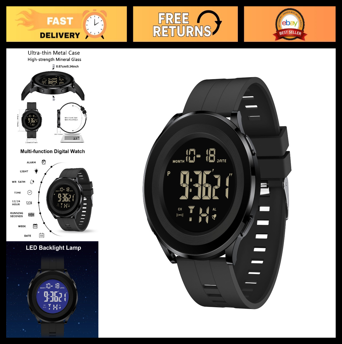 Waterproof Tactical Dive Watch for Men – Luxury Sports Digital Military Timepiec