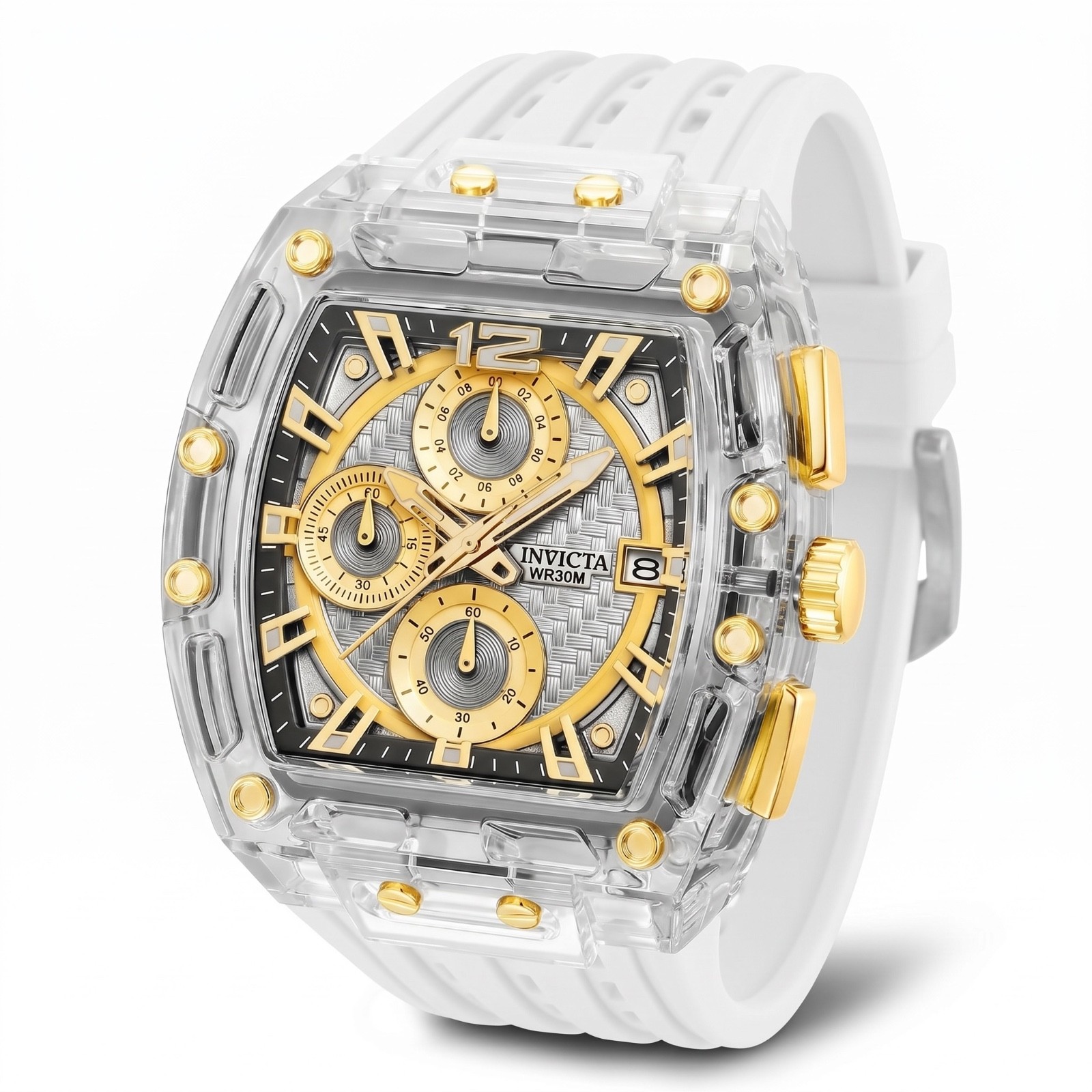 Invicta S1 Rally Allogrip 70147 Men’s Watch 42mm Skeleton Style Dial White Strap